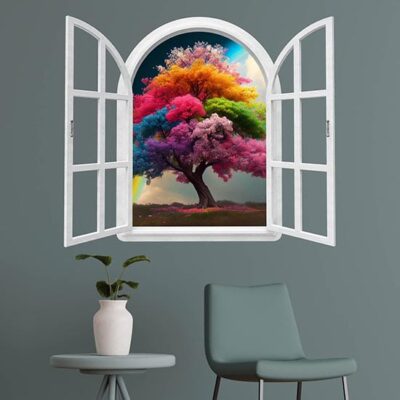 Wall sticker finestra adesiva con albero