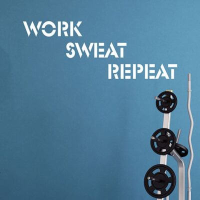 Frasi motivazionali adesivi murali work sweat repeat stickers