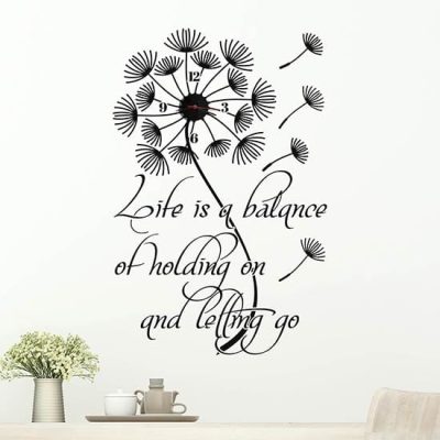 Orologio a muro con scritta adesiva da parete