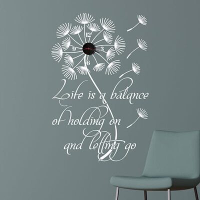 Orologio a muro con scritta adesiva decorativa