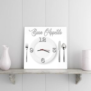 Orologio da muro per cucina buon appetito su quadro moderno