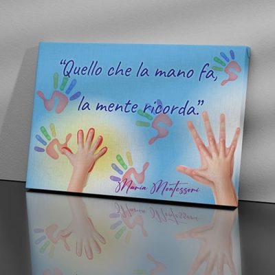 Stampa su tela con frase di Maria Montessori quadro per bambini