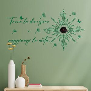 Orologio da parete rosa dei venti con frase