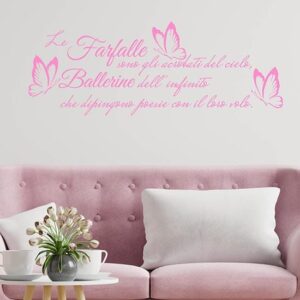 Scritte adesive da parete sulle farfalle per arredare