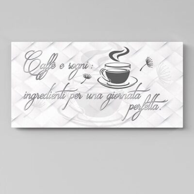 Stampa su tela con frase sul caffè