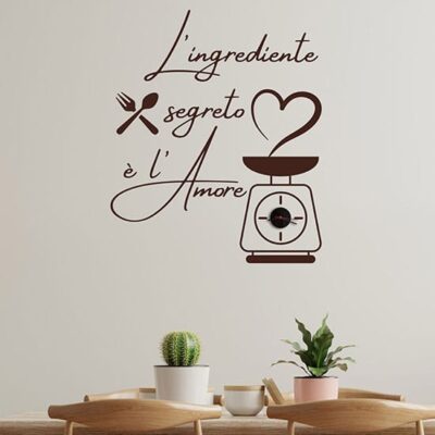 Orologio da muro per cucina con frase adesiva