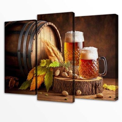 Stampe su tela con birra dipinta