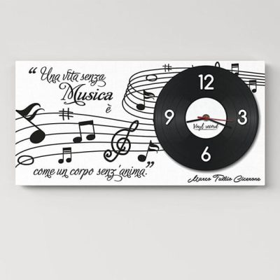 Quadro orologio con frase sulla musica