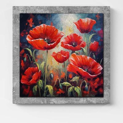 Stampa su tela con papaveri rossi