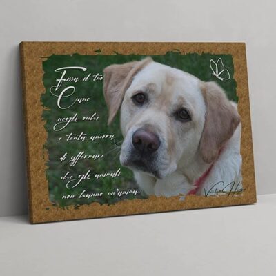 Quadro moderno con frase di Victor Hugo sul cane