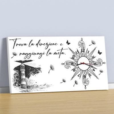 Orologio da muro su quadro moderno rosa dei venti