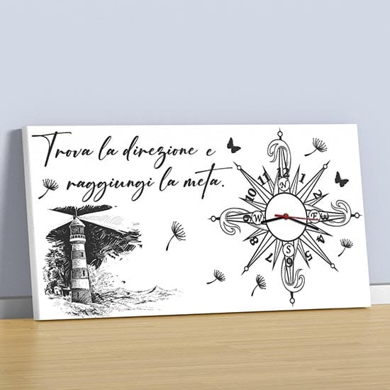 Orologio da muro su quadro moderno rosa dei venti