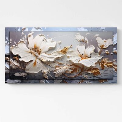 Quadro soggiorno con arte digitale e fiori