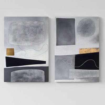 Composizione quadri astratti su tela moderna