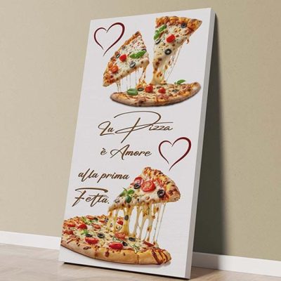Quadro con pizza e frase su tela