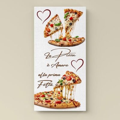 Quadro con pizza e frase su tela per arredare