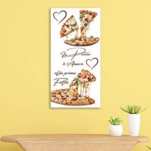 Quadro con pizza e frase su tela per arredare la cucina