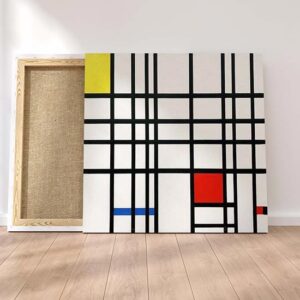 Quadro di Mondrian Composizione con giallo, blu e rosso su tela