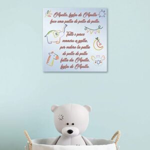 Quadro su tela con filastrocca per bambini stampa moderna