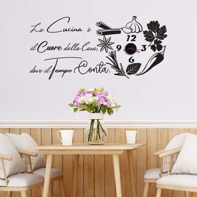 Orologio da muro con adesivi per cucina