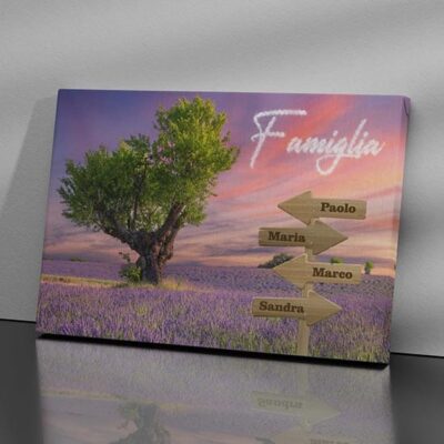 Quadro personalizzato per la famiglia con i nomi su tela