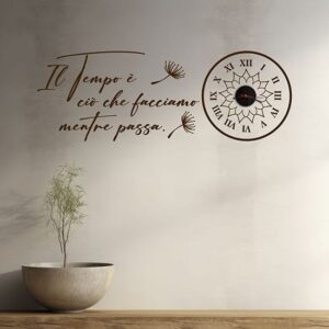 Orologio da parete con frase murale adesiva