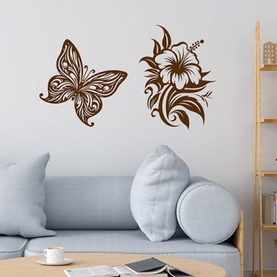 Adesivi farfalla e fiori tattoo