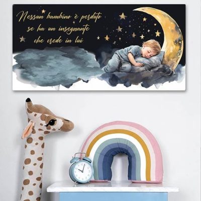 Quadro con frase per insegnante e bambini stampata su tela