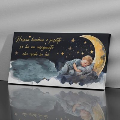 Quadro con frase per insegnante e bambini su tela