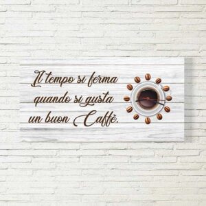 Orologio su tela con frase sul caffè wall decor