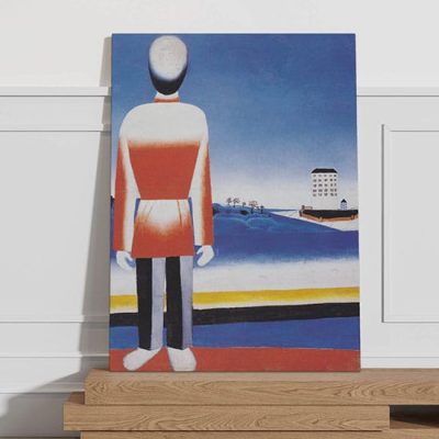 Quadro L'uomo in un paesaggio suprematista di Malevich