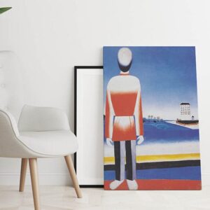 Quadro L'uomo in un paesaggio suprematista di Malevich tela moderna