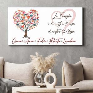 Quadro su tela personalizzato per famiglia da appendere
