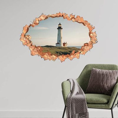 Adesivo 3d da parete con faro
