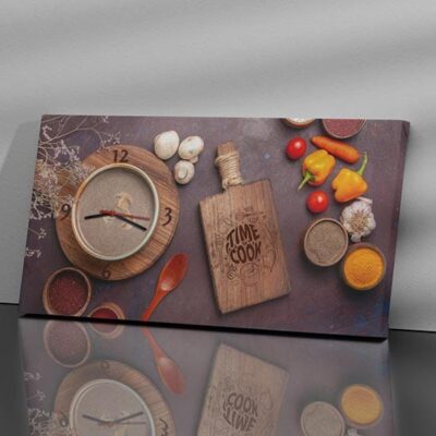 Quadro orologio da parete per cucina su tela