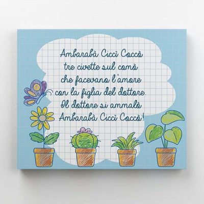 Quadro per bambini con filastrocca su tela