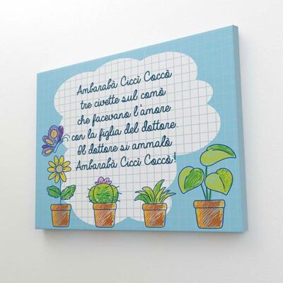 Quadro per bambini con filastrocca su tela per la cameretta