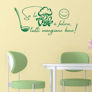 Adesivo vinilico per cucina con scritta simpatica, design elegante e resistente, adatto a pareti e superfici lisce.