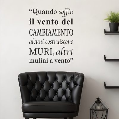 Adesivo murale con proverbio cinese decorativo per soggiorno moderno: “Quando soffia il vento del cambiamento…”