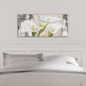 Un tocco naturale e raffinato per trasformare la tua camera in un rifugio di serenità con questo Quadro con Calle Bianche su Tela.