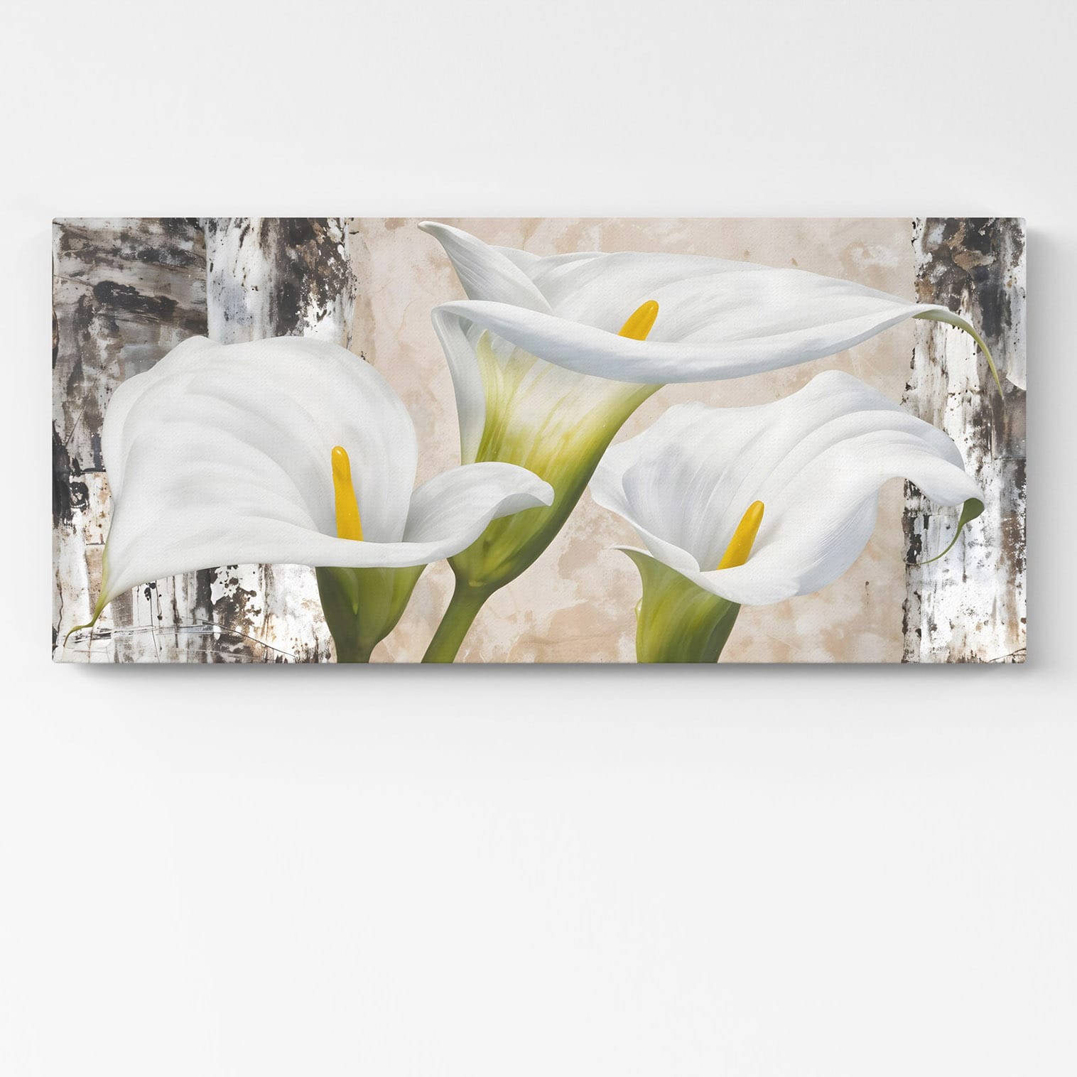 Con questo quadro con calle bianche su tela lasciati avvolgere dalla delicatezza delle calle: un simbolo di eleganza senza tempo.