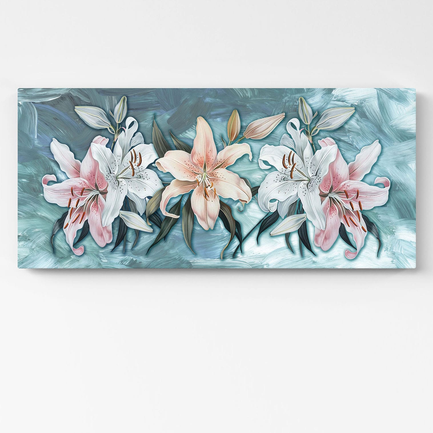 Quadro con gigli stampati su tela – Eleganza e raffinatezza per arredare la tua camera da letto con un tocco floreale esclusivo.