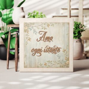 Stampa su tela elegante con motivi floreali e messaggio motivazionale per arredare ambienti con calore.
