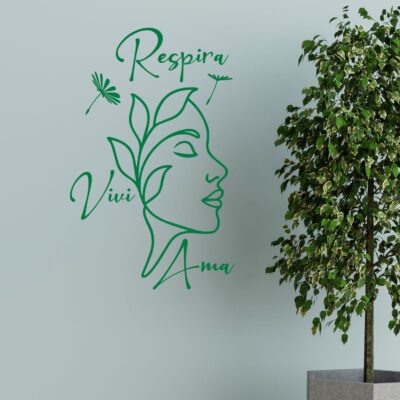 Eleganti adesivi murali soggiorno moderni con frase motivazionale per un tocco di design raffinato.